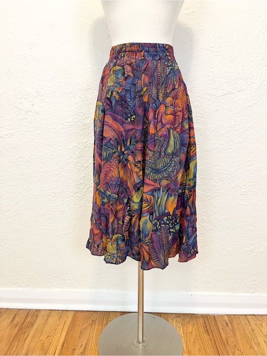 Vintage Dresses & Skirts - Vintage Skirt 90s Y2K Dark Floral Purple Blue Boho Small S